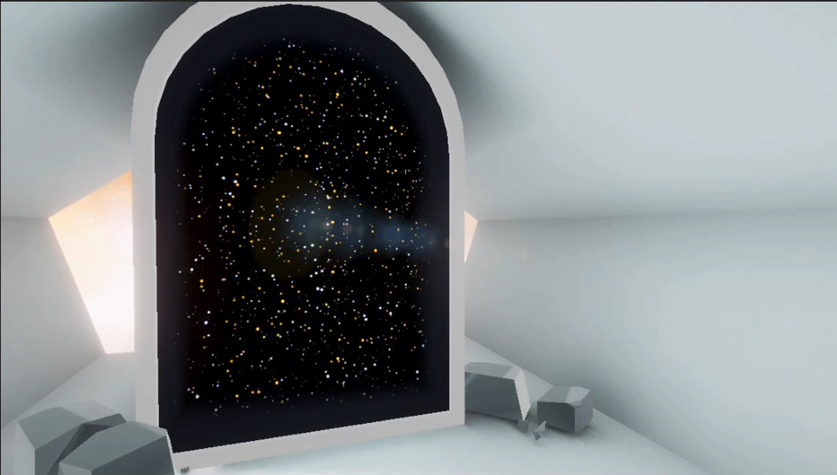 Das dunkle Portal im weißen Unity-Korridor